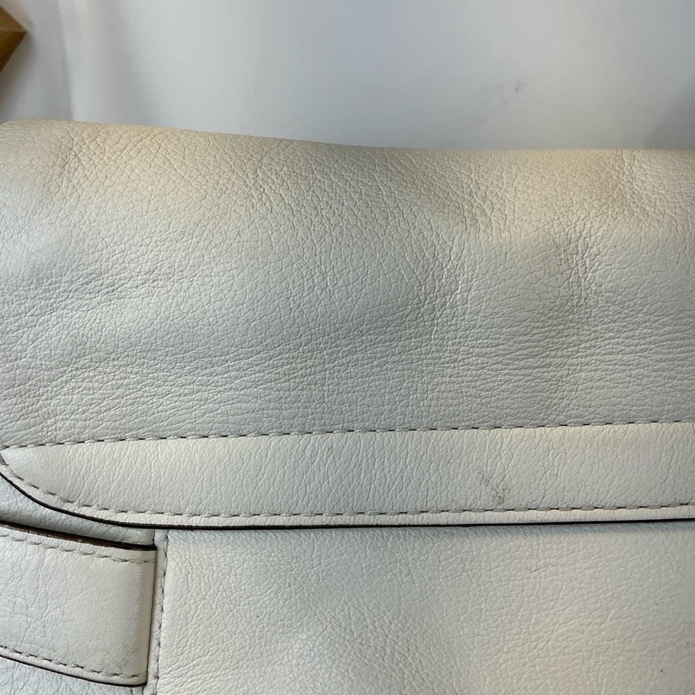 Coach Campbell White Leather Flap Buckle Satchel Bag - Picture 16 of 17